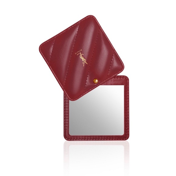 Saint Laurent Accessories - Saint Laurent Quilted Burgundy Leather Compact Mirror with Gold Logo